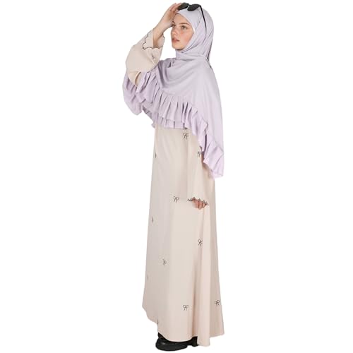 Prayer Hijab for Women Muslim Cotton Blend Lightweight Ruffled Square Scarf - color: Light Purple
