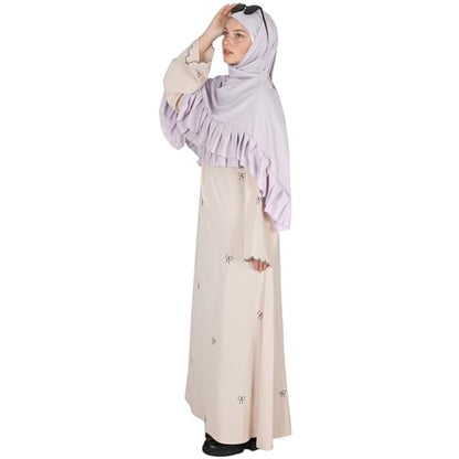 Prayer Hijab for Women Muslim Cotton Blend Lightweight Ruffled Square Scarf - color: Light Purple