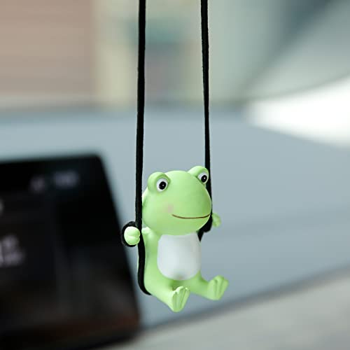 YGMONER Cute Swinging Frog Car Rear View Mirror Hanging Accessories Funny Car Interior Decor Gifts for Women Men (Frog) - color: Frog