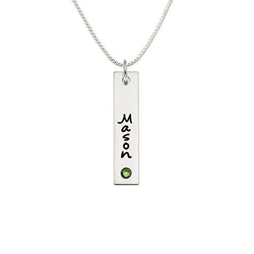 AJ's Collection Birthstone Name Bar Necklace - style: 16" Box Chain