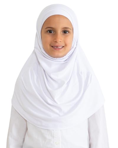 Prien Easy To Wear Hijab For Girls, Muslim Scarf for Kids, Instant Hijabs For Women, Viscose Children Scarves For Ramadan Eid - color: White