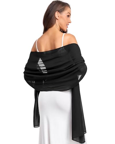 Shawl and Wrap for Evening Dresses Wedding Sheer Scarfs Women Scarve - color: Black, size: 72''×18''