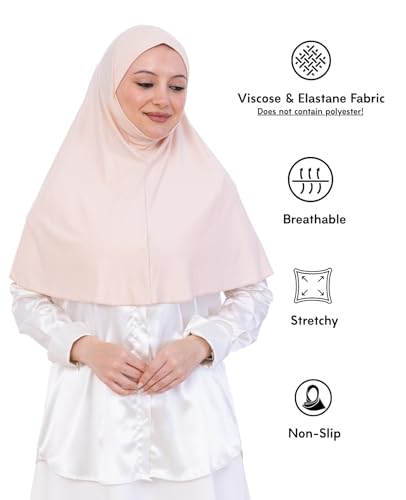 Prien Easy To Wear Hijab For Women, Muslim Instant Turban With Niqab, Islamic Clothes, Soft Scarf For Prayer, Abaya, Khimar - color: Beige