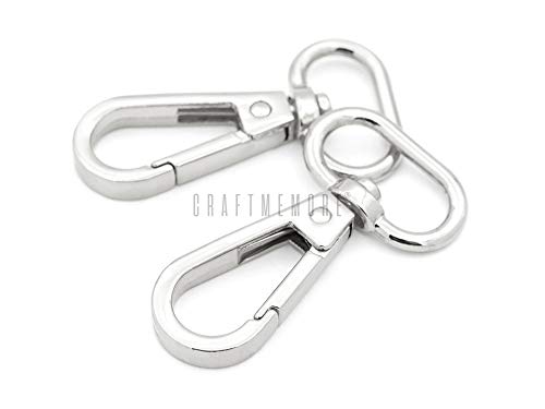 CRAFTMEMORE Snap Hook Swivel Push Gate Lobster Clasps Fashion Clips Purse Making FS10 Pack of 10 (Silver, 3/4 Inch) - color: Silver, size: 3/4 Inch