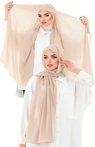 Instant Chiffon Hijab, Ready to wear hijab, modal wrap, Abaya, modern Instant Scarf, Soft breathable scarf - color: S5 Beige