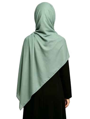 Lina & Lily Non-see-through Premium Jersey Maxi Hijab Head Scarf Wrap for Muslim Women - color: Dusty Green