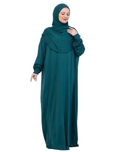 Prien Prayer Dress For Women, Cotton Muslim Abaya, Soft Hijab, Elegant Turkish Islamic Wear For Eid, Ramadan, Umrah, Hajj - color: Emerald