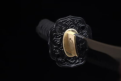 Shinken of Sword Japanese Short Tanto Sword Clay Tempered T10 Steel Blade | Functional hand forged T10 steel Tanto: Real Hamon, 60 HRC edge, full tang & genuine ray skin tsuka for collection