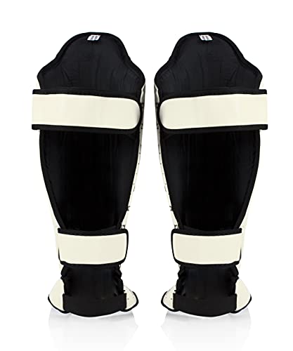Fairtex SP5 남성, 여성, 아동용 무에타이 정강이 보호대 | 정강이는 프리미엄, 경량 및 내구성 | 훈련 또는 스파링 중에 정강이 부목을 방지하기 위한 확장된 보호 기능 - color: 화이트., size: X-Small