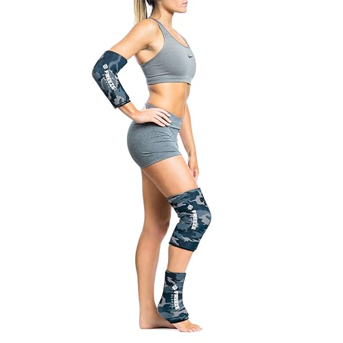 FreezeSleeve Ice and Heat Therapy Sleeve | Reusable Ice Pack Flexible Gel Compression Sleeve for Pain Relief and Recovery of Elbow Knee Ankle Leg Wrist Injuries | Blue Camo Small Medium - color: Blue Camo, size: Small/Medium (Pack of 1)