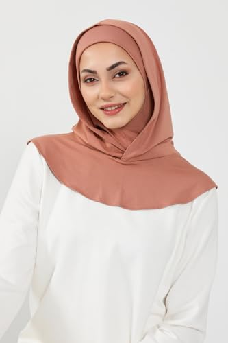Aisha's Design Full Coverage%95 Cotton Bonnet for Women, Ready-to-Wear Hijab Bonnet Headscarf with Neck Coverage - color: Cappuccino