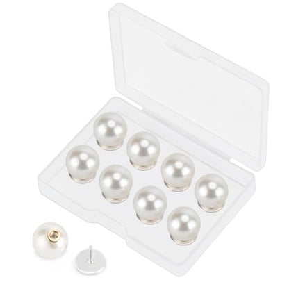 ZENGLU 8 Sets 14mm No-sew Pearl Buttons, Detachable Reusable Pins, Fixed Brooches, DIY Sweater Buttons, Woolen Sweaterspearl Button Set, for Women (Pearl, 14mm) - size: 14mm/0.55in