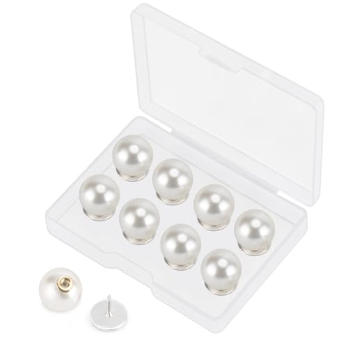 ZENGLU 8 Sets 14mm No-sew Pearl Buttons, Detachable Reusable Pins, Fixed Brooches, DIY Sweater Buttons, Woolen Sweaterspearl Button Set, for Women (Pearl, 14mm) - size: 14mm/0.55in