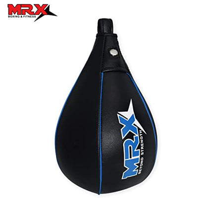 MRX Speed Punching Bags Genuine Leather MMA Training Speed Bag Muay Thai SpeedKills Punching, Dodge Striking Bag for Workout Pro Boxing Bag for Home Gym Kids, Men, Women - color: Full Black Blue