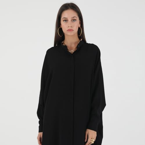 FYMNSI Abayas for Women Muslim Dress Modest Maxi Robe Abaya Kaftan Dresses Eid Prayer Clothes Arabian Islamic Dubai Outfit - color: Black