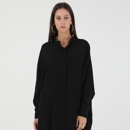 FYMNSI Abayas for Women Muslim Dress Modest Maxi Robe Abaya Kaftan Dresses Eid Prayer Clothes Arabian Islamic Dubai Outfit - color: Black
