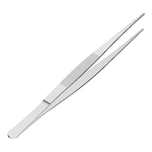 7.1" Stainless Steel Tweezers, Straight Pointed, 3/64" Thick | Serrated Tip, Perfectly Aligned, Multipurpose Daily Garden Home Lab Craft Repairing Tool - size: 7.1"L(3/64"T)