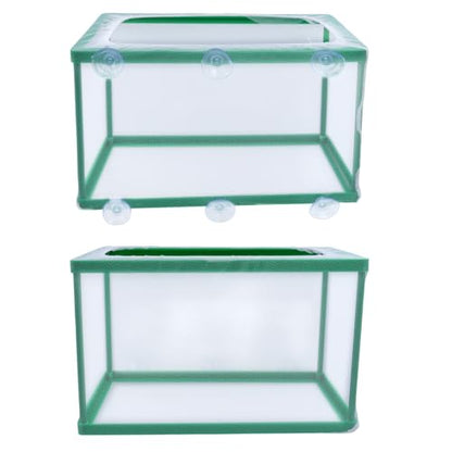 MY MIRONEY 2PCS 10.43" x 5.91" x 5.91" Fish Tank Breeder, Green | Nylon Fish Incubator Mesh Box Aquarium Fish Fry Hatchery Breeder with Suction Cups - style: 10.43" x 5.91" x 5.91"; Green; without Divider