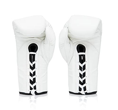 Fairtex BGL6 Handmade Leather Gloves| Optimal fist Closure with a Locked-Thumb Design| Premium Leather |Triple-Layered Foam |Lace-up Closure. Ideal for Boxing, MMA, and Kickboxing. - color: White, size: 10 oz