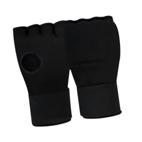 Kids Boxing Inner Gloves, Half Finger Hand Wraps with Adjustable Wrist Straps for Sparring and MMA Training, Black