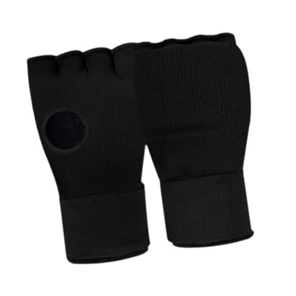 Kids Boxing Inner Gloves, Half Finger Hand Wraps with Adjustable Wrist Straps for Sparring and MMA Training, Black