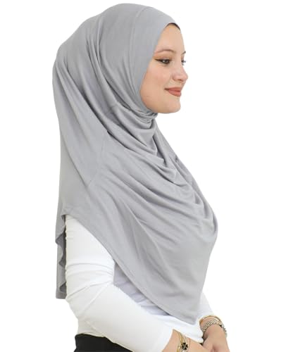 Prien Ready To Wear Hijab For Women, Instant Turban, Soft Muslim Scarf For Prayer, Long Hijabs, Islamic Clothes, Jersey Abaya - color: Grey