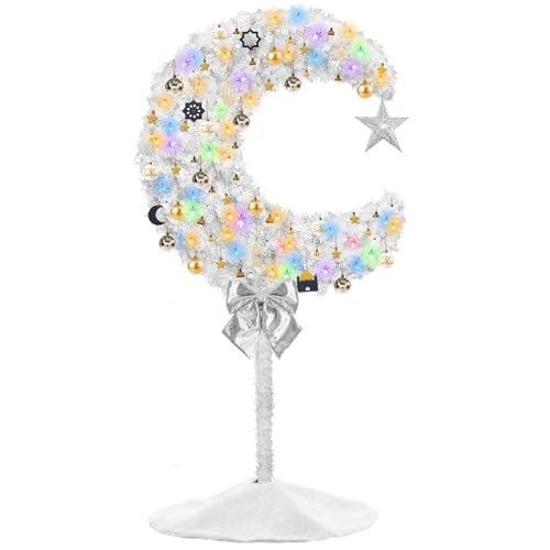 6FT Ramadan Moon Tree, Silver Artificial Eid Tree with Decorations - color: Silver