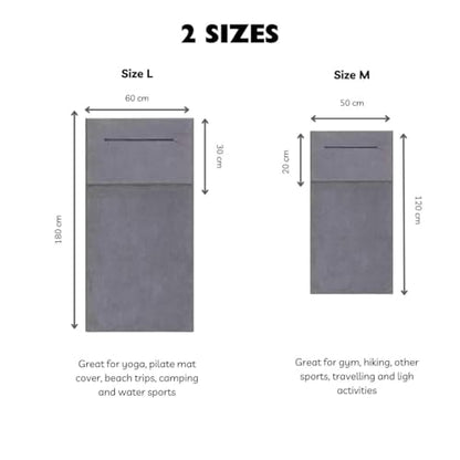 Angelica & Co Microfiber Fast Drying Gym Towel with Phone Pocket, Zipper, Fitness, Pilates, Yoga Mat Cover, Bench Cover, Camping - Purple L - color: Purple