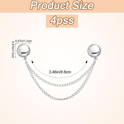 4pcs Magnetic Clothing Clips, Multi-Function Magnetic Button Clips Pinless Magnet Clothing Pins Clothing Accessories for Sleeves Skirts Dresses (Silver) - color: Silver