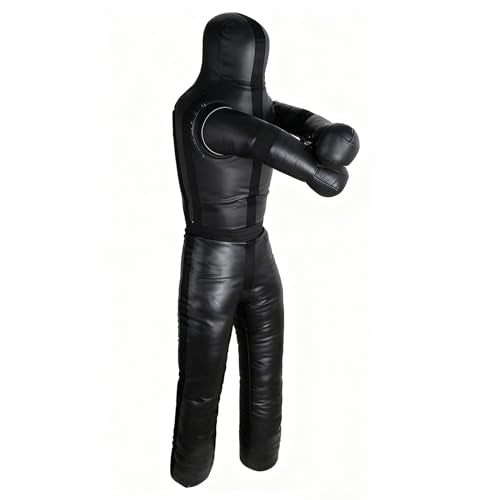 Luwint Unfilled Grappling Dummy - 6ft Leather Wrestling Dummy for MMA, BJJ, Jiu Jitsu & Martial Arts Training, Fillable Combat Practice Dummy with Arms & Legs