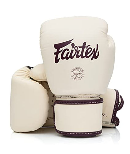 Fairtex BGV16 Leather Compact Muay Thai Boxing Gloves - color: Khaki, size: 10 oz