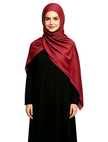 Lina & Lily Non-see-through Premium Jersey Maxi Hijab Head Scarf Wrap for Muslim Women - color: Burgundy