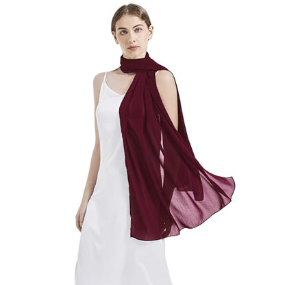 Chiffon Shawls and Wraps - Lightweight Scarve for Women Evening Dresses Wedding Bridal Formal Party - color: F-burgundy