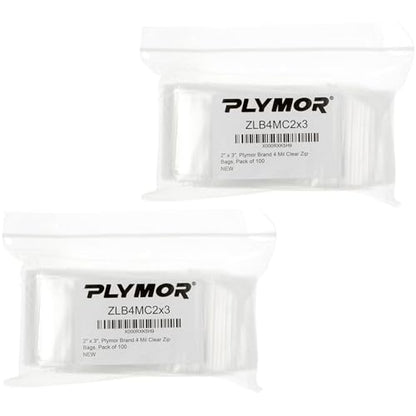 Plymor 2 x 3 inch, 4 Mil Zipper Reclosable Bags (Pack of 200) | Heavy-duty plastic for jewelry, beads, rings, earrings, pills, vitamins, spices, coins, screws & small parts - size: 2" x 3" (200 Count)