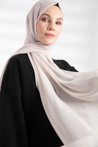 Chiffon Hijab Scarf For Women - Made in Turkiye - color: Stone