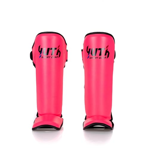Signature Shin Guards | Premium Muay Thai Shin Guards | Lightweight & Durable Shinguards Muay Thai | Padded, Adjustable Muay Thai Leg Guards for Kickboxing, MMA Sparring, Training - color: Hot Pink, size: Small