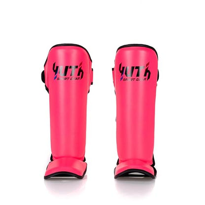 Signature Shin Guards | Premium Muay Thai Shin Guards | Lightweight & Durable Shinguards Muay Thai | Padded, Adjustable Muay Thai Leg Guards for Kickboxing, MMA Sparring, Training - color: Hot Pink, size: Medium