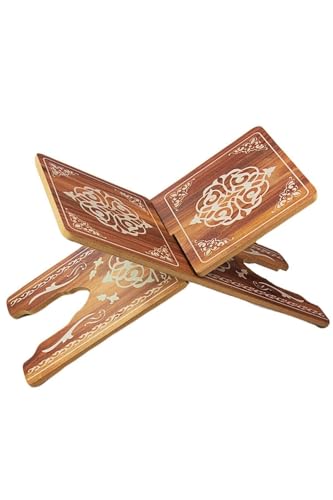 Mini Wooden Book Stand Desktop Quran Holder 8mm MDF Portable Reading Rest Brown Finish - Brown, One Size