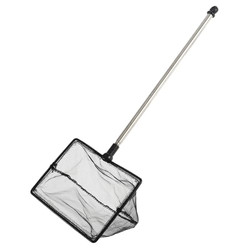 Fish Tank Net, Fine Mesh Aquarium Fish Net, Long Handle Fish Net, Stainless Steel Extendable Handle, Square Aquarium Cleaning Net for Aquarium Accessories - size: 5 inch