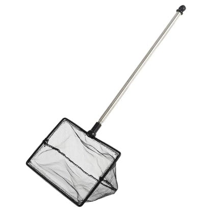 Fish Tank Net, Fine Mesh Aquarium Fish Net, Long Handle Fish Net, Stainless Steel Extendable Handle, Square Aquarium Cleaning Net for Aquarium Accessories - size: 5 inch