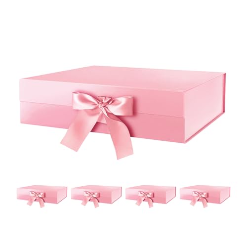 HAPPY POTATO 5 Large Pink Magnetic Gift Boxes with Lids 13.5x9x4.1 Inch - color: Pink-13.5x9x4.1 Inches-Pack of 6