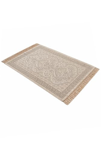 ihvan online, Soft Plush Lux Velvet Muslim Prayer Rug | Thick Janamaz | Sajadah | Soft Islamic Prayer Rug | Islamic Gifts | Prayer Carpet Mat, Elegant, Color: Powder - color: Powder
