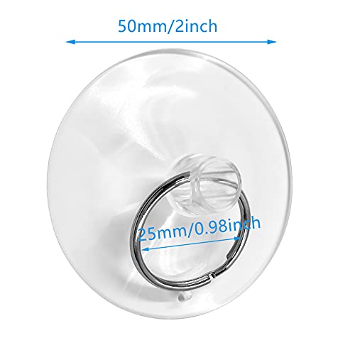 Piutouyar 12Pcs Suction Cup with Ring 2"/50mm Clear Key Ring Suction Cups Sucker for Window Kitchen Wall Hook Hanger (Pack of 2) - size: 2"/50mm (Pack of 2)