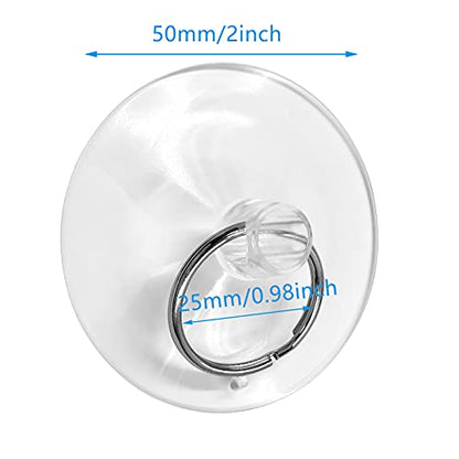 Piutouyar 12Pcs Suction Cup with Ring 2"/50mm Clear Key Ring Suction Cups Sucker for Window Kitchen Wall Hook Hanger (Pack of 2) - size: 2"/50mm (Pack of 2)
