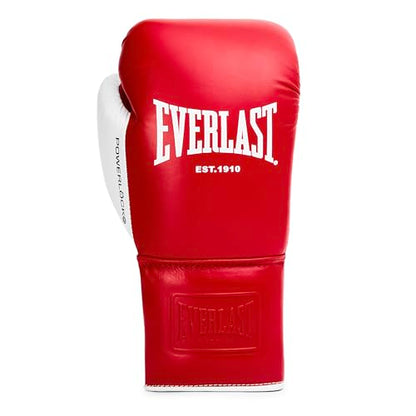 Everlast Powerlock OG Pro Boxing Gloves | Lace Up Fight Gloves - color: Red/White, size: 10oz X-Large