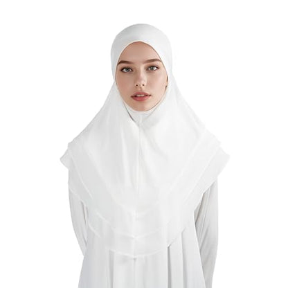 Hijab for Women Muslim Patterned Headscarf Arabian Headscarf Islamic Khimar Prayer Cloth Hijab Scarf for Women - color: White