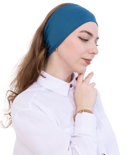 Prien Women Cotton Hijab Cap, Stretchy Head Cover, Pre-Sewn Inner Muslim Scarf Undercap, Non Slip Headband for Daily Wear - color: Turquoise