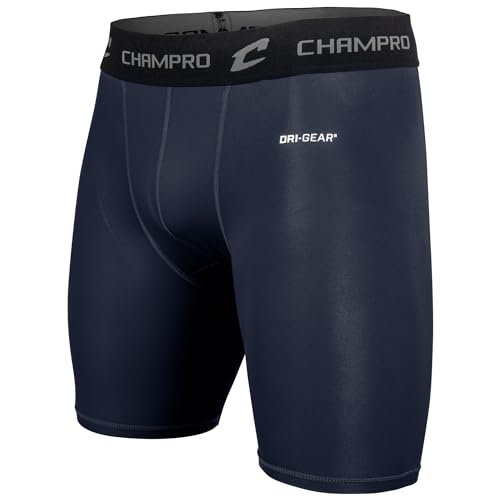 CHAMPRO Men's Polyester/Spandex Lightning Compression Shorts - color: Navy, size: X-Large