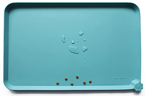 Hoki Found L Silicone Pet Food Mats Tray - Non Slip Pet Dog Cat Bowl Mats Placemat - Dog Pet Cat Feeding Mat - Waterproof Dog Cat Food Mats -Pet Water Mats for Carpet -Glacier - color: Glacier, size: 22" x 14"