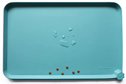 Hoki Found L Silicone Pet Food Mats Tray - Non Slip Pet Dog Cat Bowl Mats Placemat - Dog Pet Cat Feeding Mat - Waterproof Dog Cat Food Mats -Pet Water Mats for Carpet -Glacier - color: Glacier, size: 22" x 14"